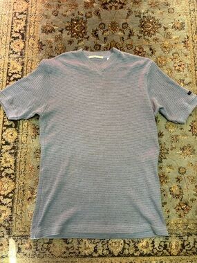 Perry Ellis Soft Striped Sweater Shirt Formal Comfort 100% Cotton